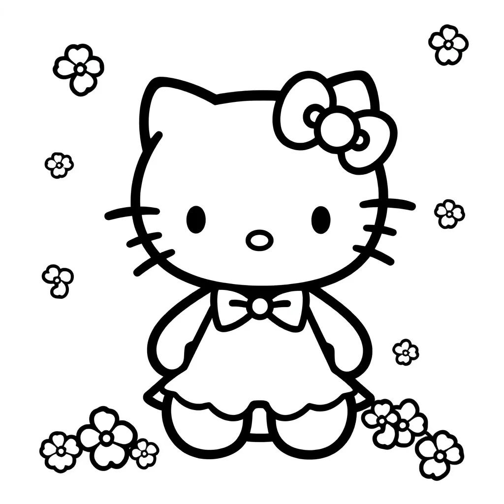 Easy Coloring Pages Hello Kitty