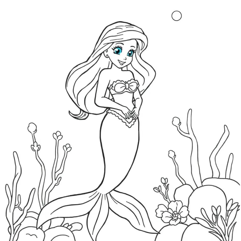 Easy Little Mermaid Coloring Pages