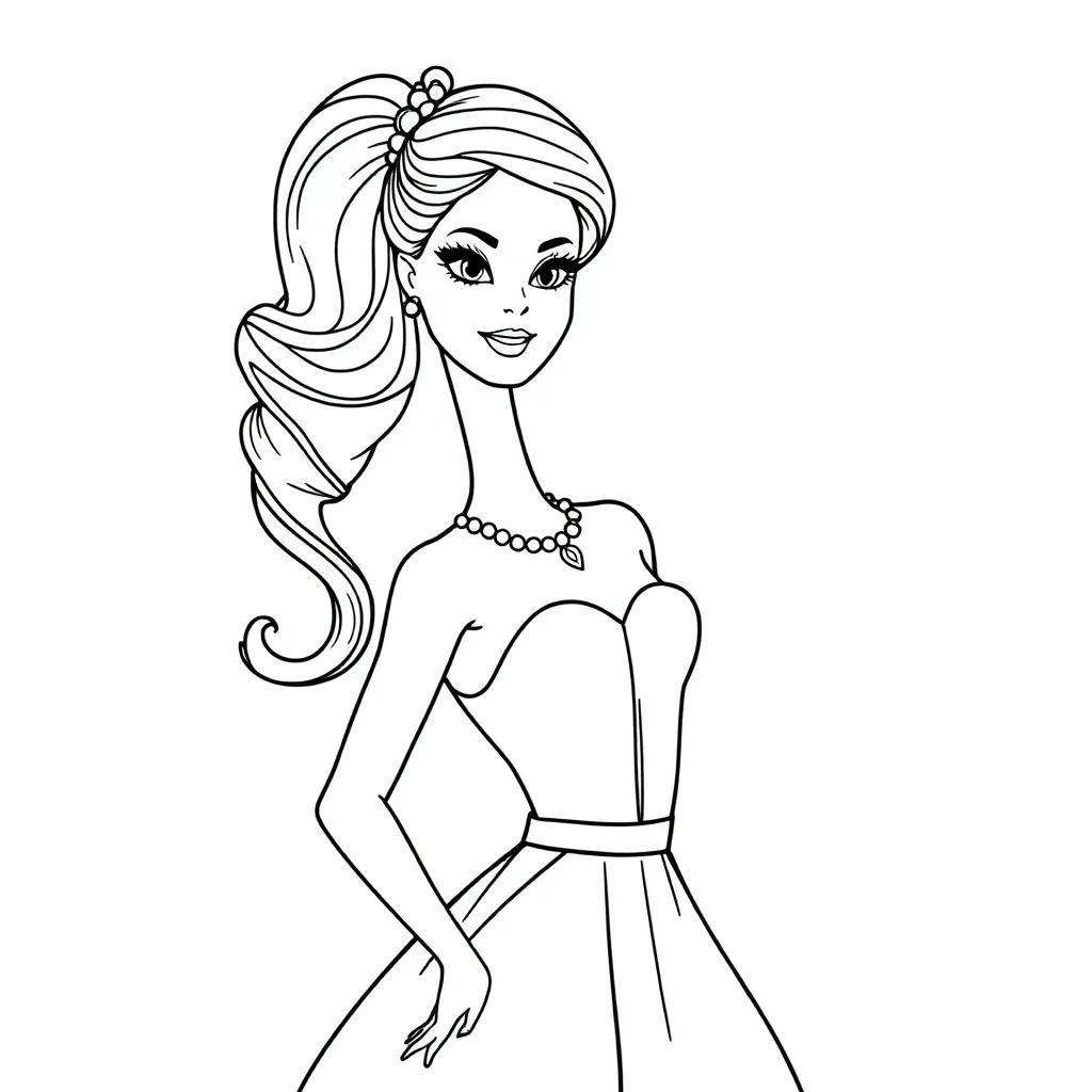 Easy Barbie Coloring Pages