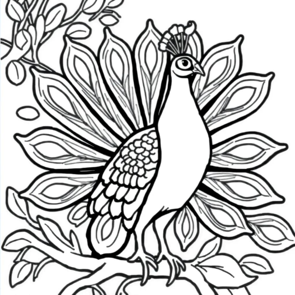 Easy Peacock Coloring Pages