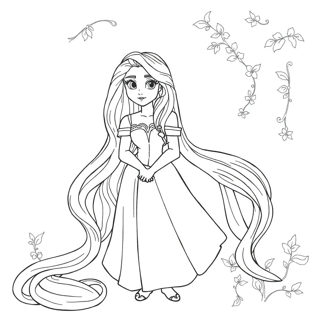 Easy Rapunzel Coloring Pages