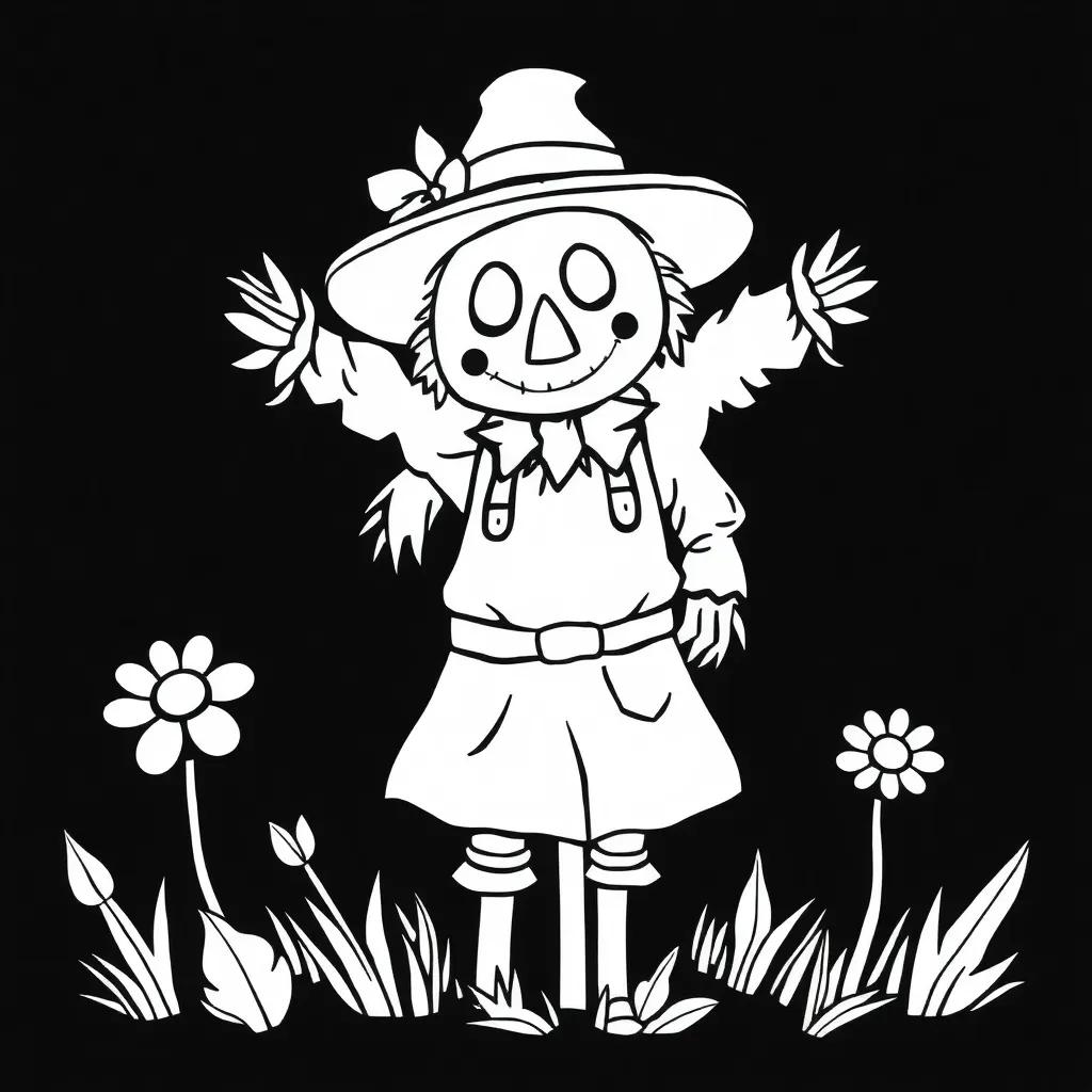 Easy Scarecrow Coloring Page