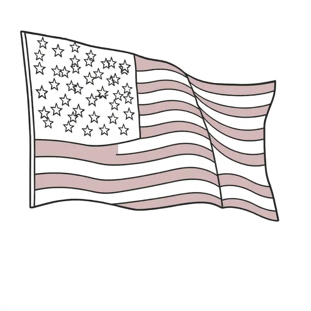 Easy American Flag Coloring Page