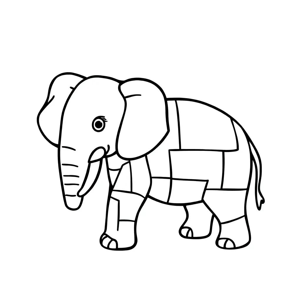 Elmer The Patchwork Elephant Coloring Page