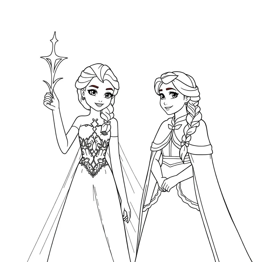 Elsa And Anna Coloring Pages Printable