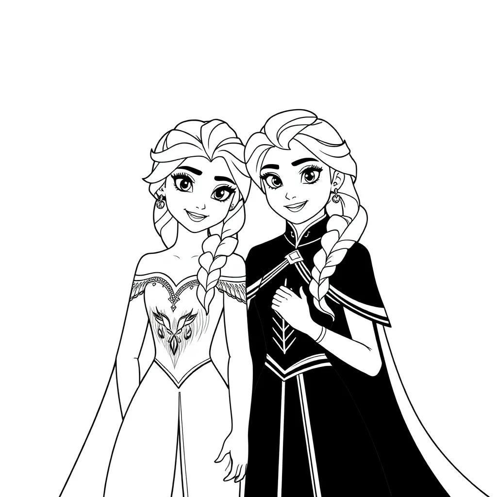 Elsa And Ana Coloring Pages