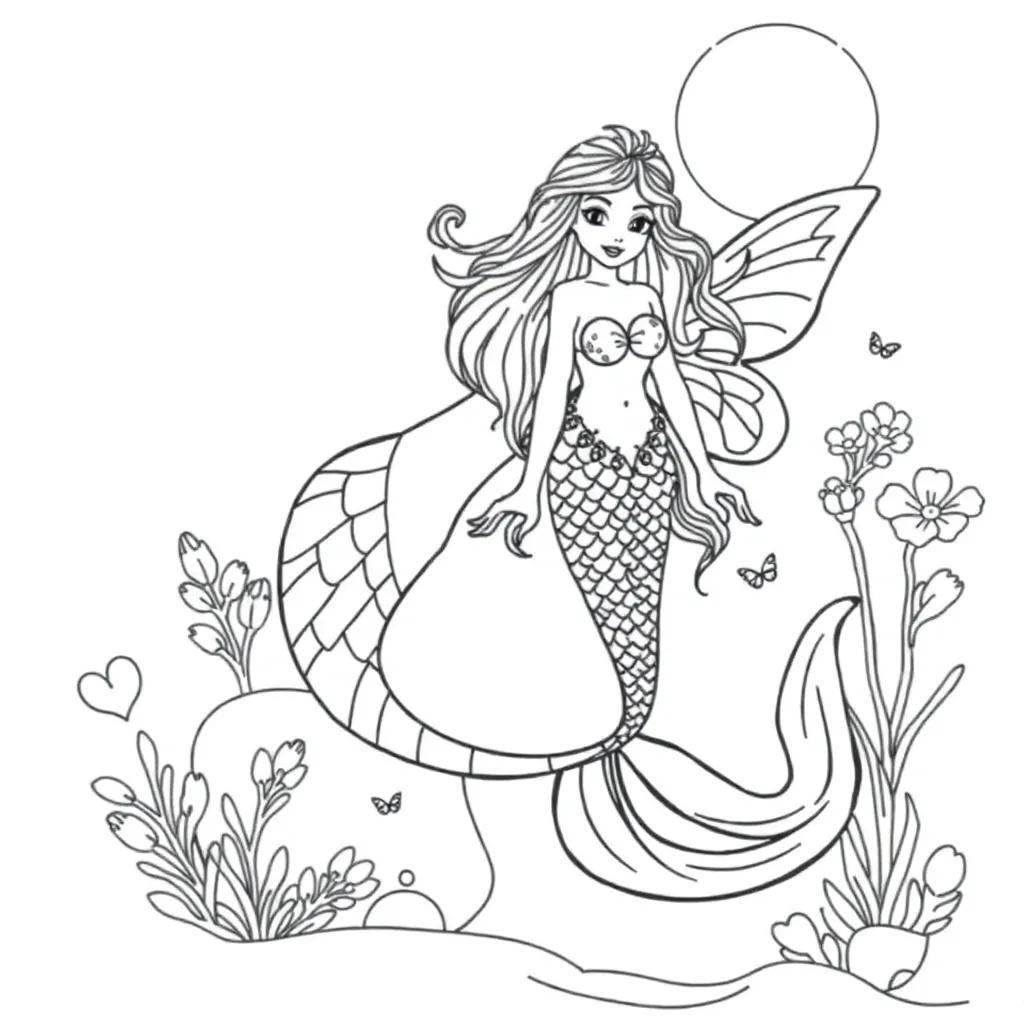 Fairy And Mermaid Coloring Pages