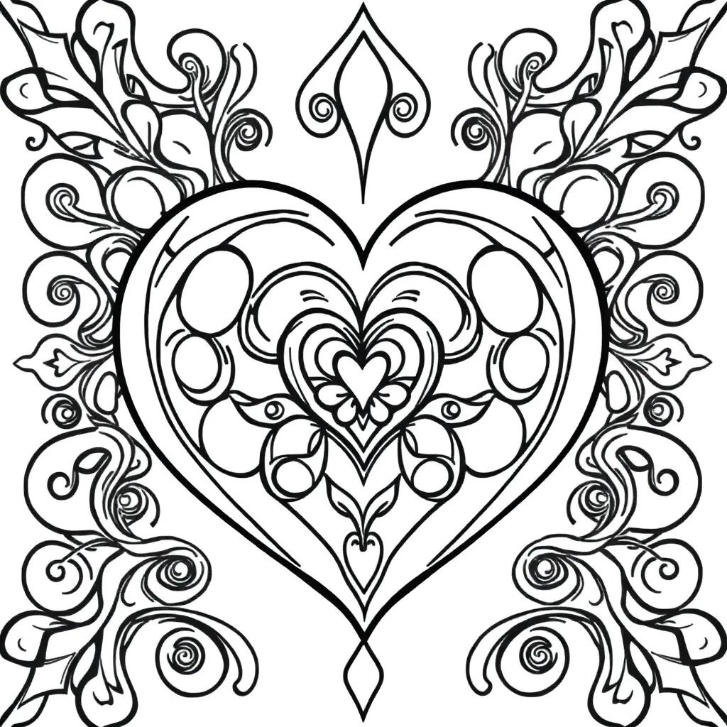Fancy Heart Coloring Page