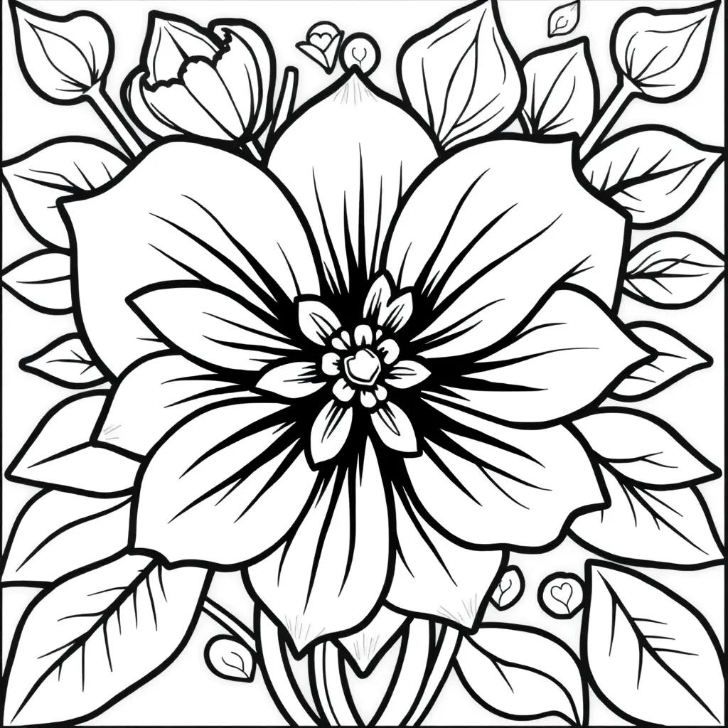 Flower Heart Coloring Pages