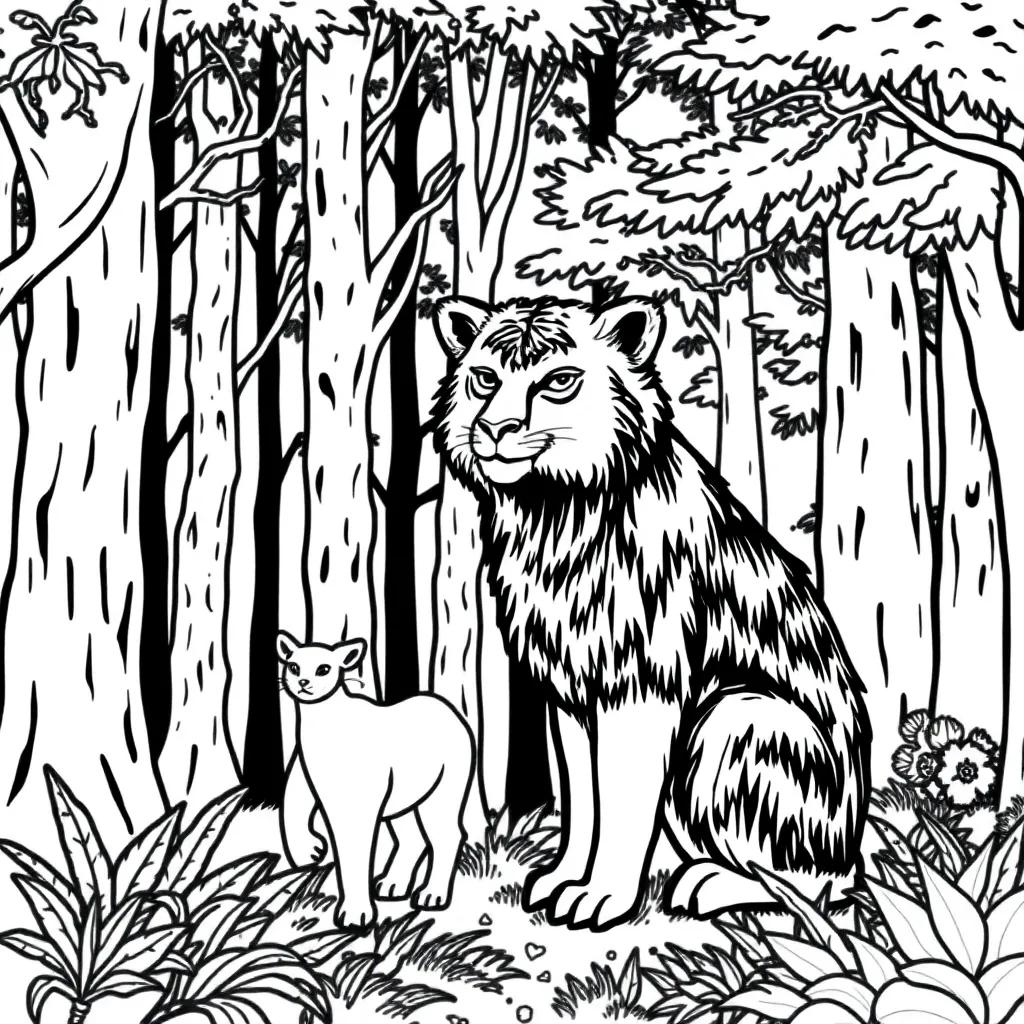 Forest Coloring Pages With Animals