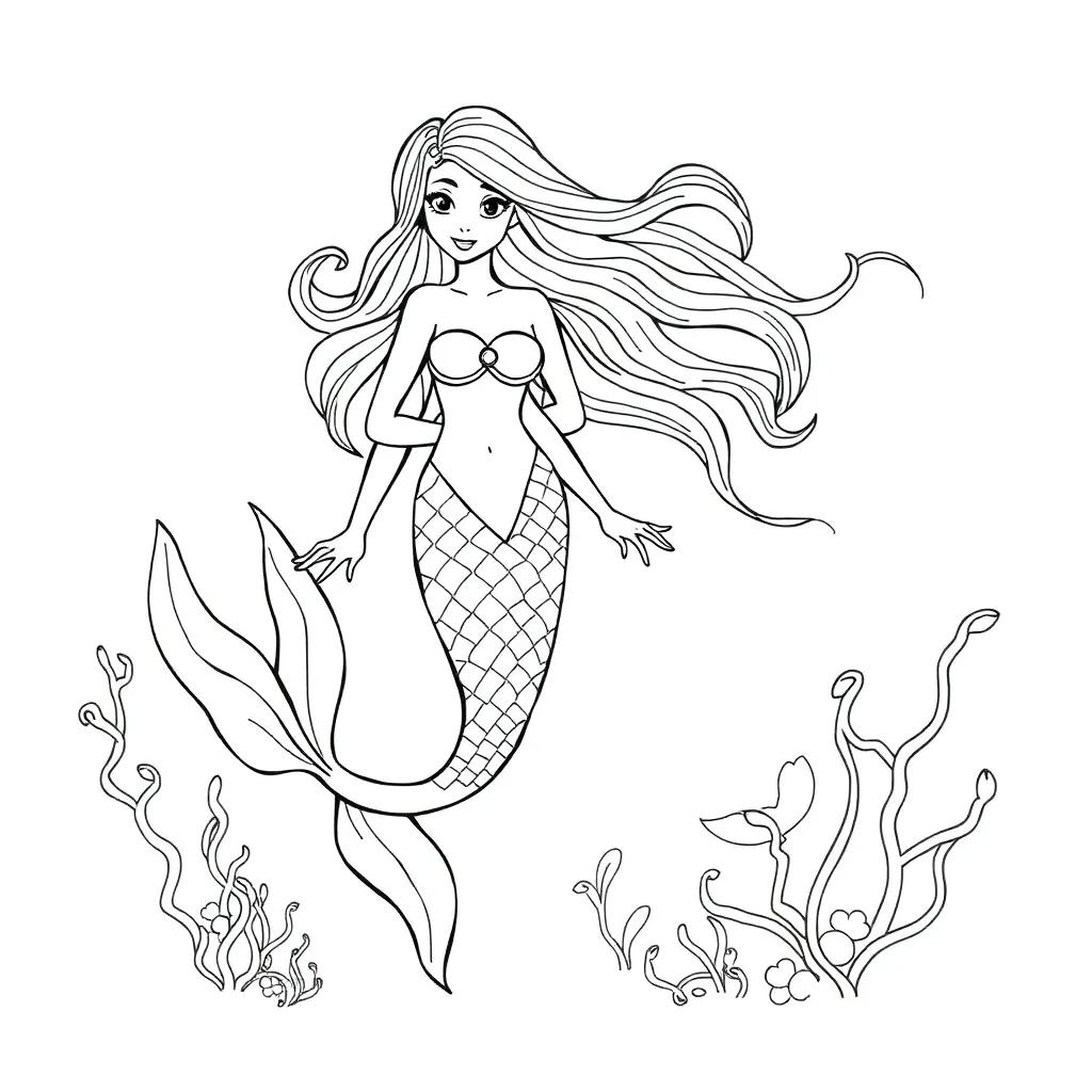 Free Mermaid Coloring Page