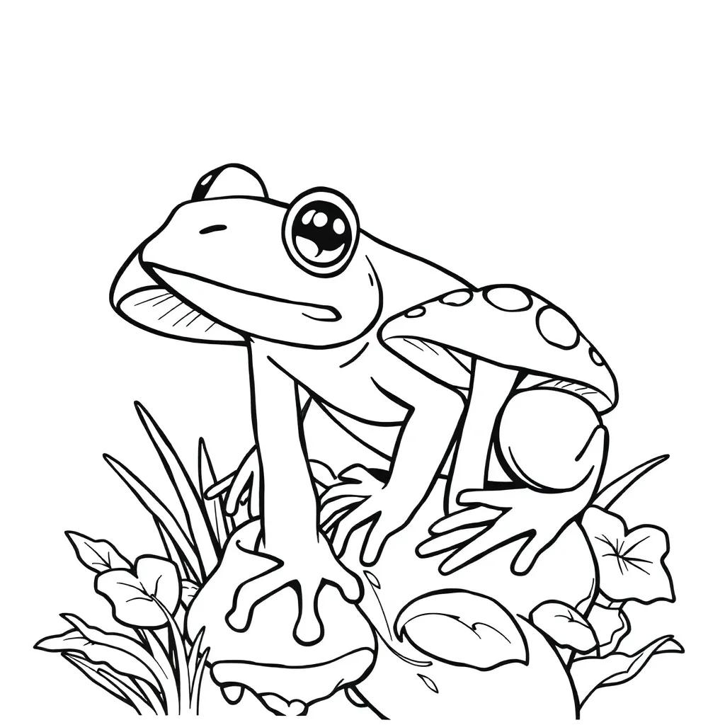 Frog And Mushroom Coloring Pages