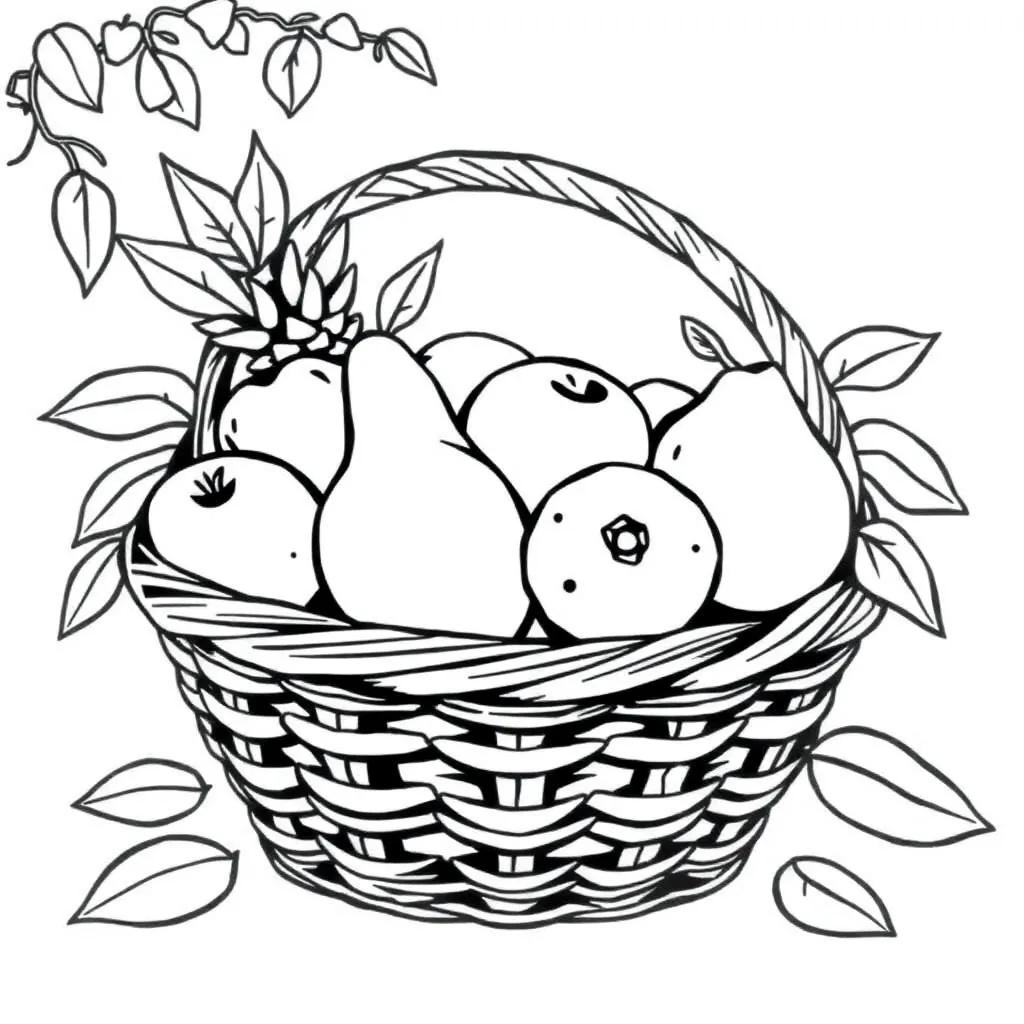 Fruits In A Basket Coloring Pages