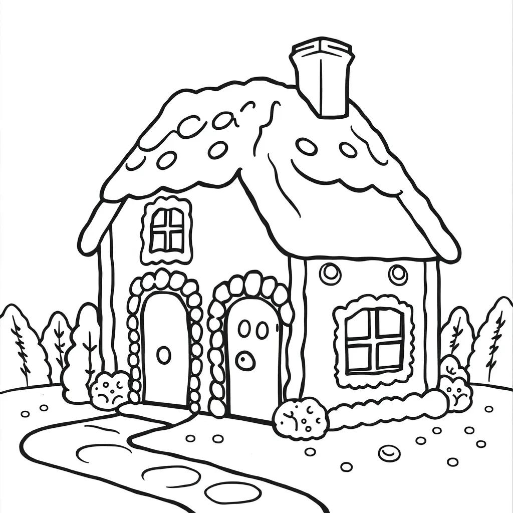 Ginger Bread House Coloring Page
