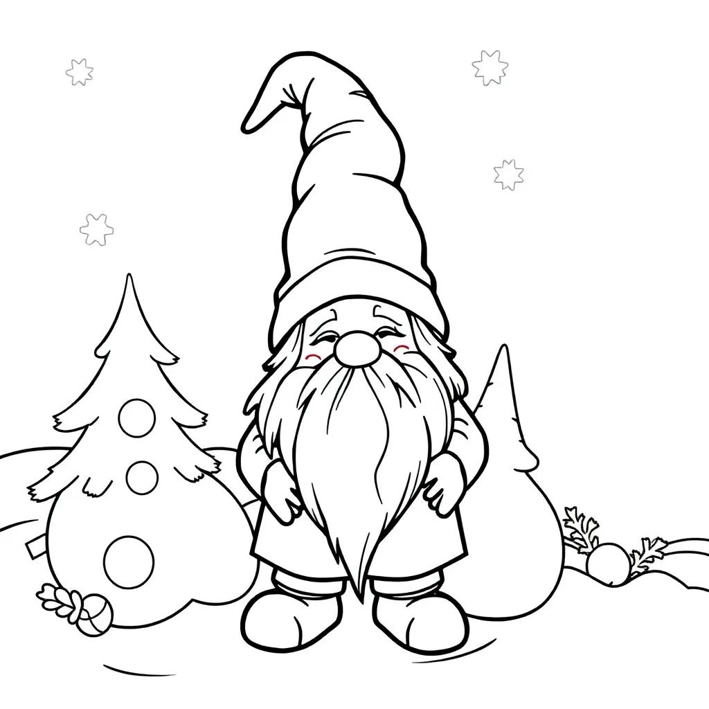 Gnome Christmas Coloring Pages