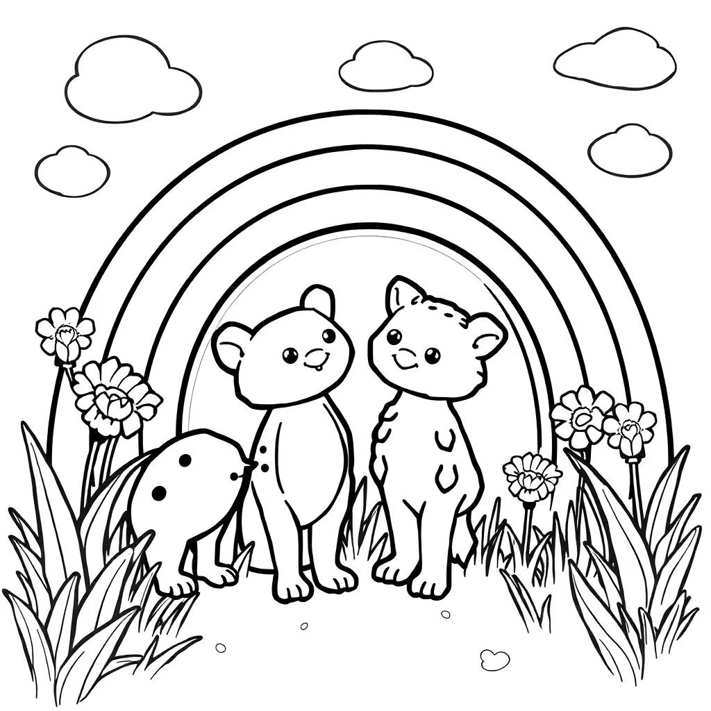 Green Rainbow Friends Coloring Pages