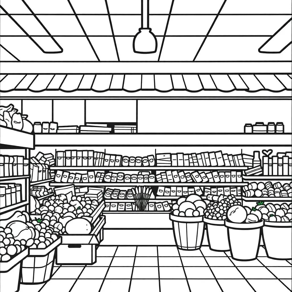 Grocery Store Coloring Page