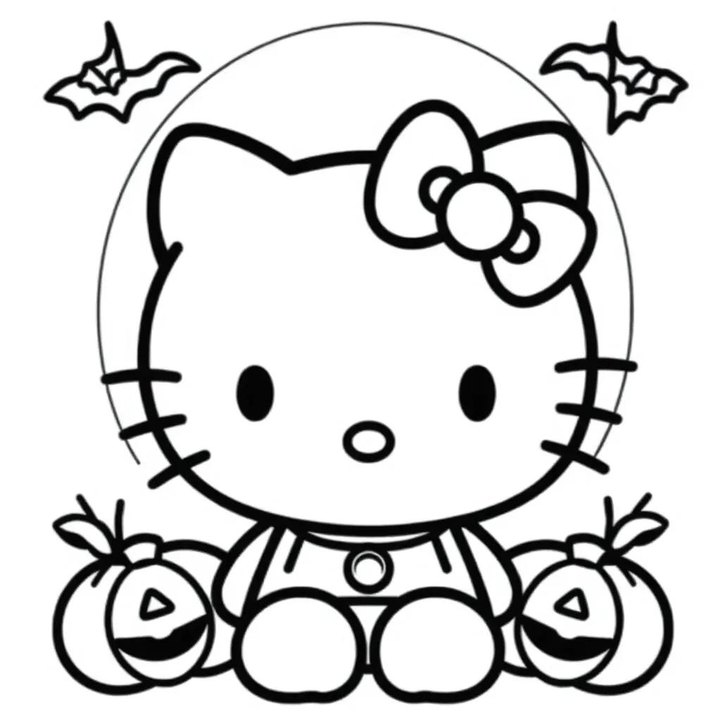 Halloween Hello Kitty Coloring Page
