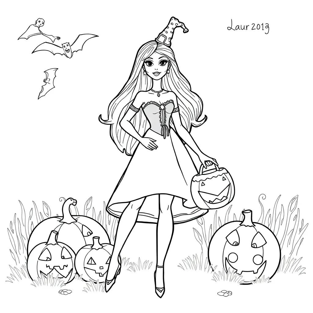 Halloween Barbie Coloring Pages