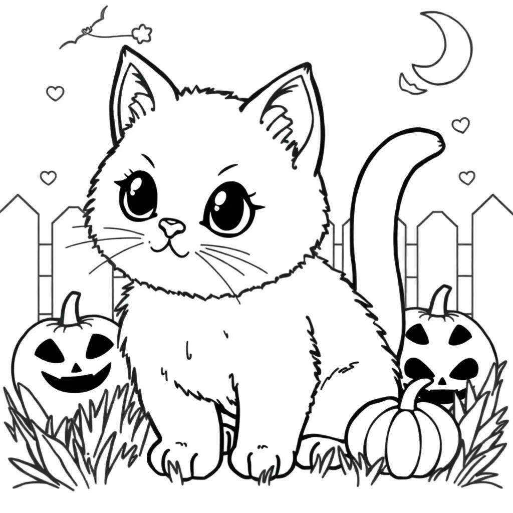 Halloween Kitty Coloring Pages
