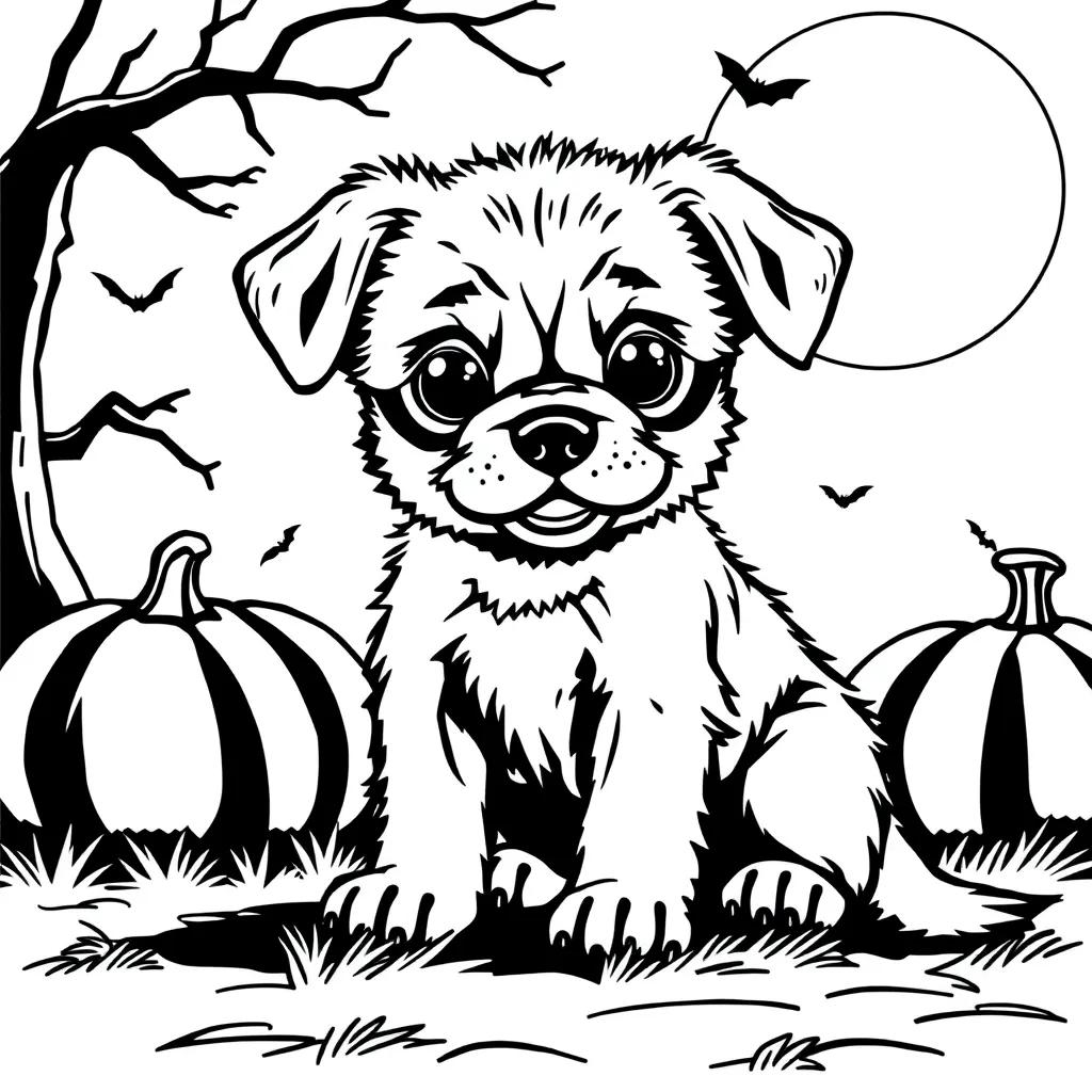 Halloween Puppy Coloring Pages