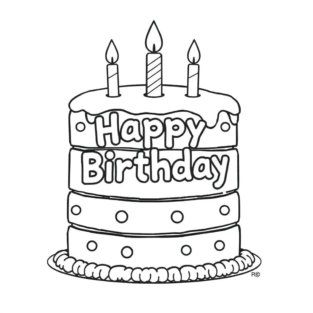 Happy Birthday Cake Coloring Pages