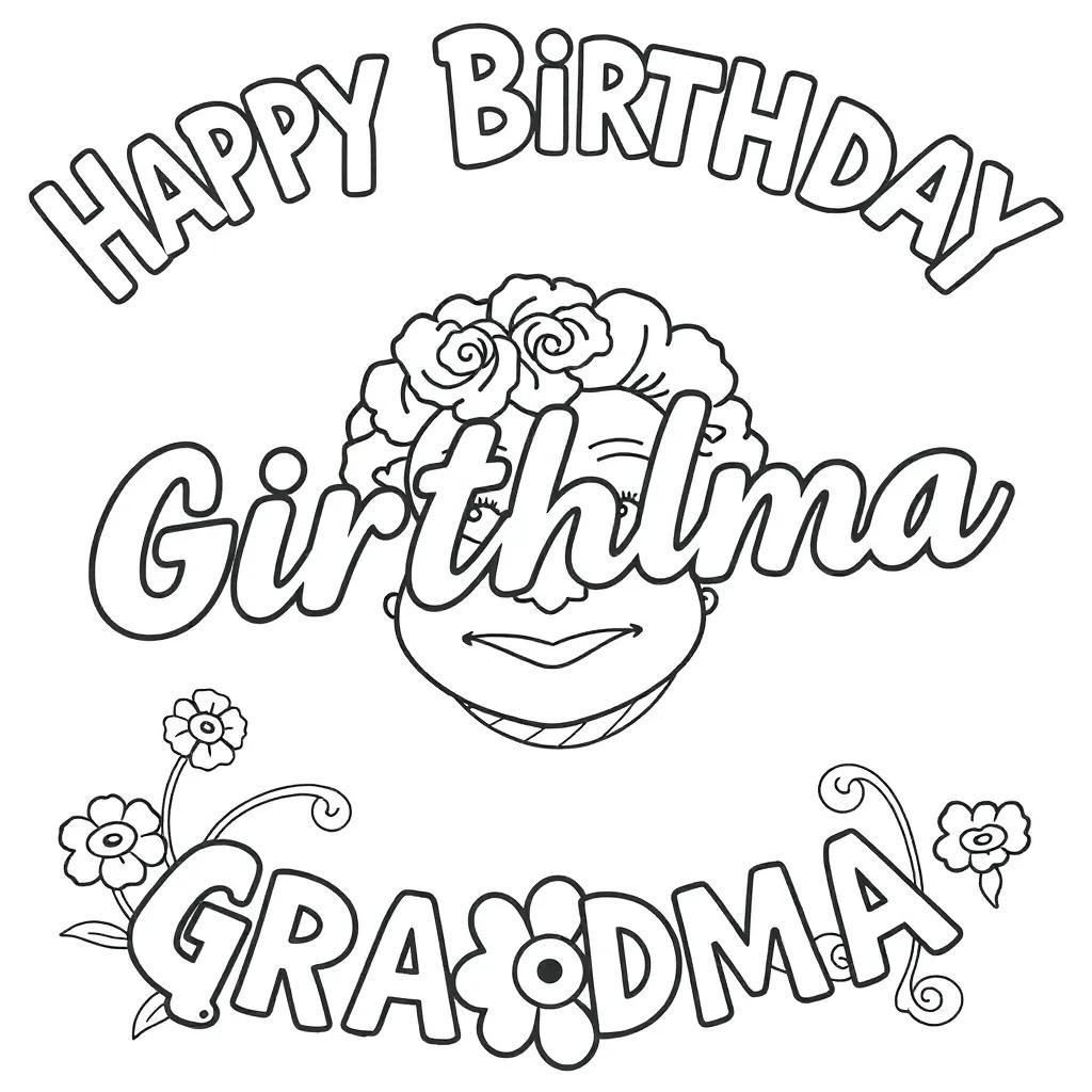 Happy Birthday Grandma Coloring Page