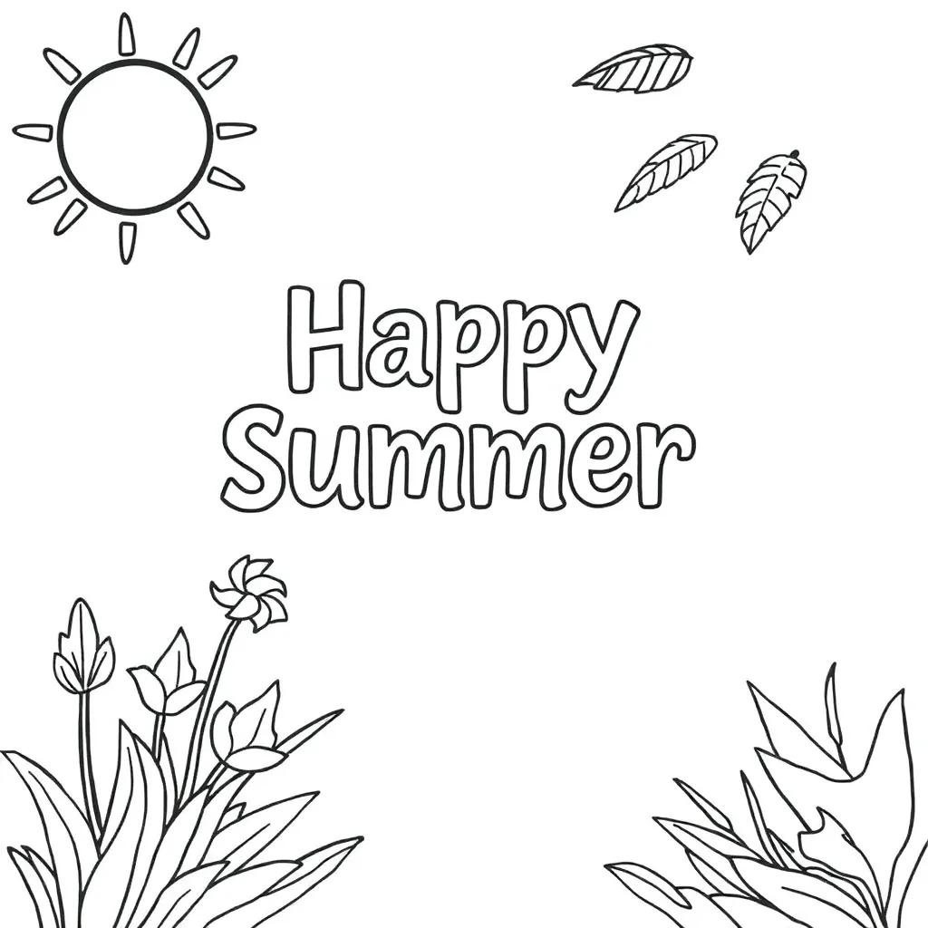 Happy Summer Coloring Page