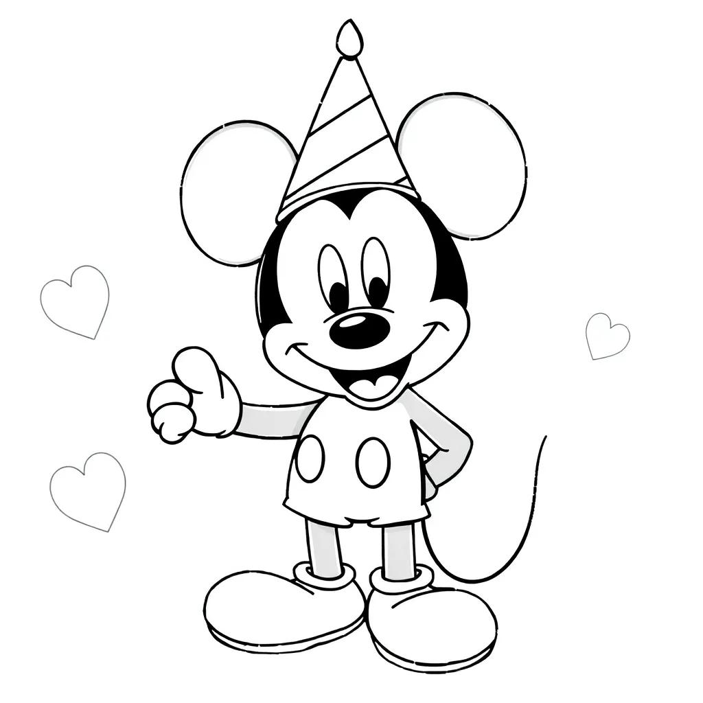 Happy Birthday Mickey Mouse Coloring Pages
