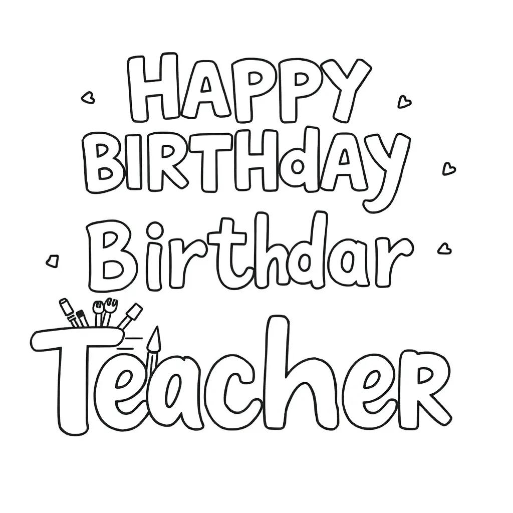 Happy Birthday Teacher Coloring Pages