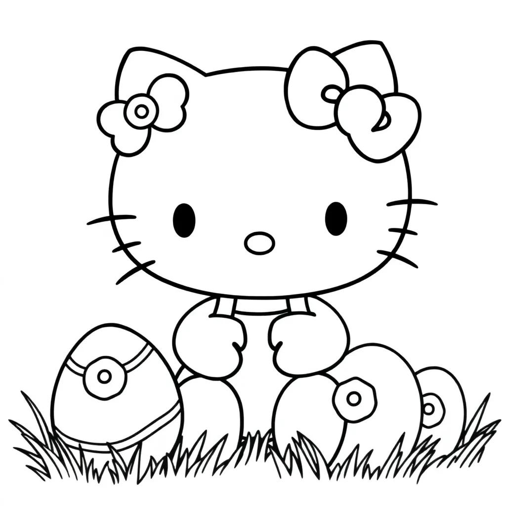 Hello Kitty Easter Coloring Page
