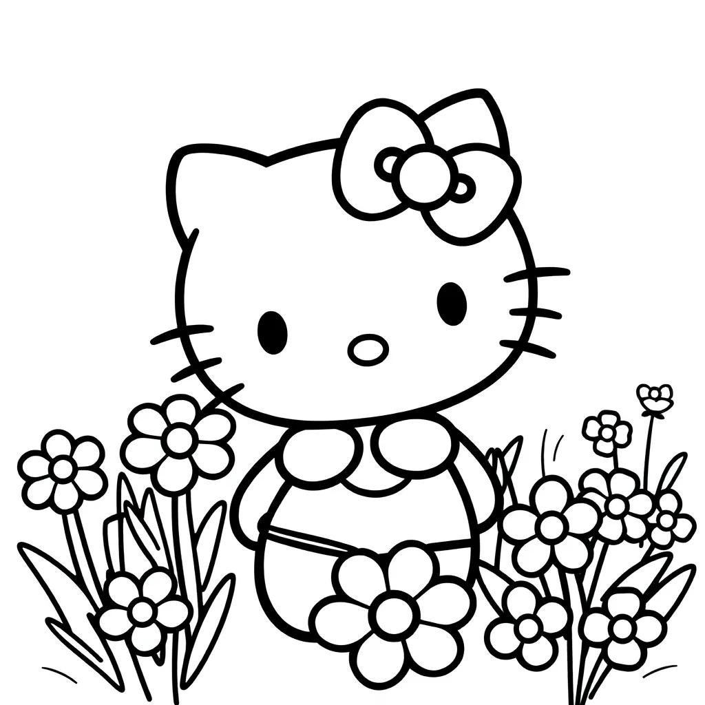 Hello Kitty Spring Coloring Pages