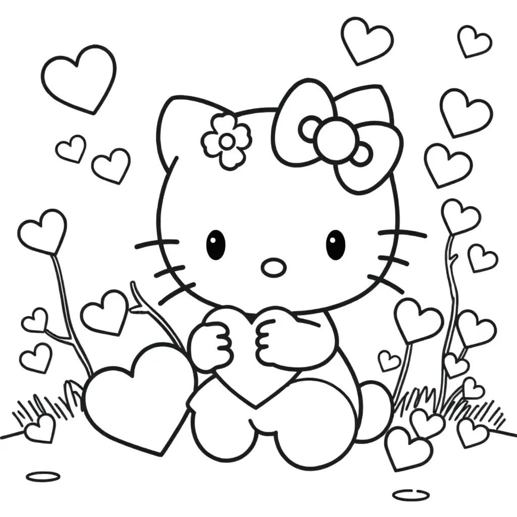 Hello Kitty Coloring Pages Valentines Day