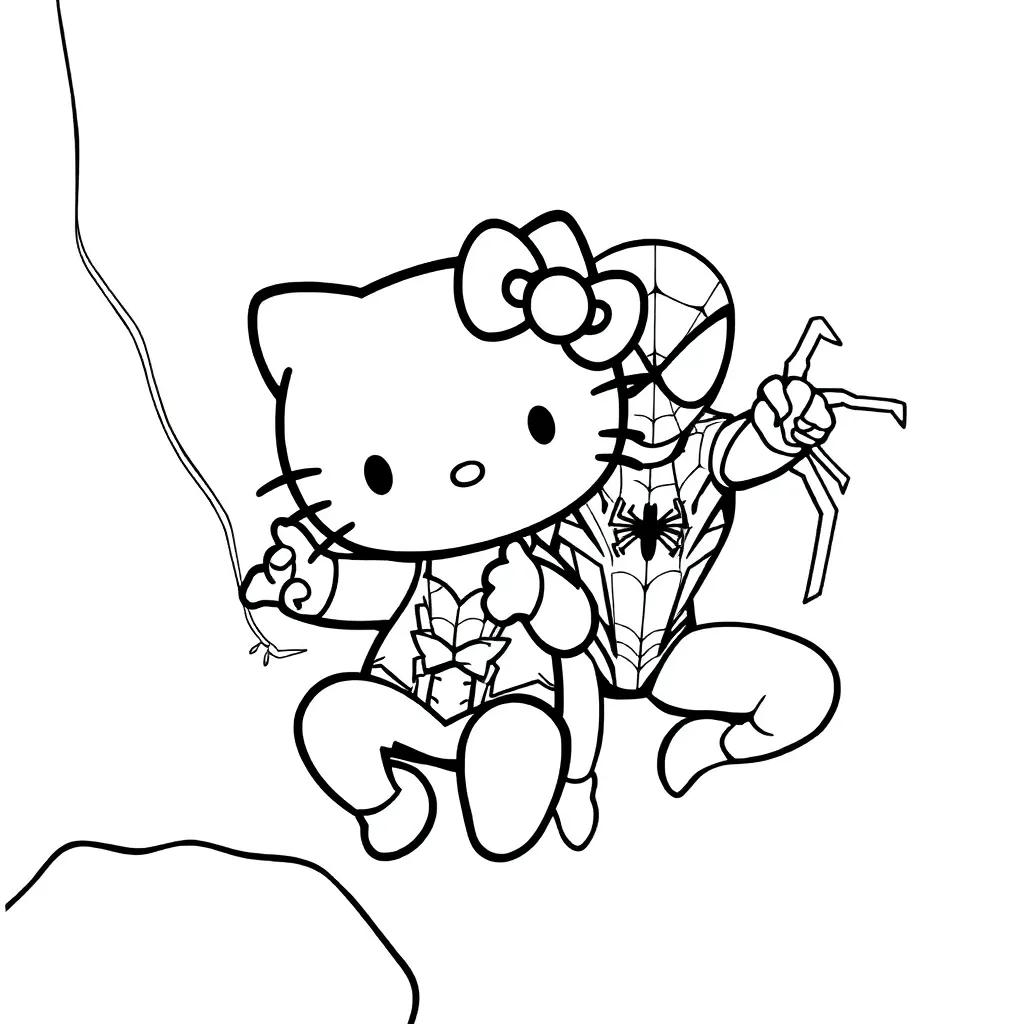 Hello Kitty And Spiderman Coloring Pages