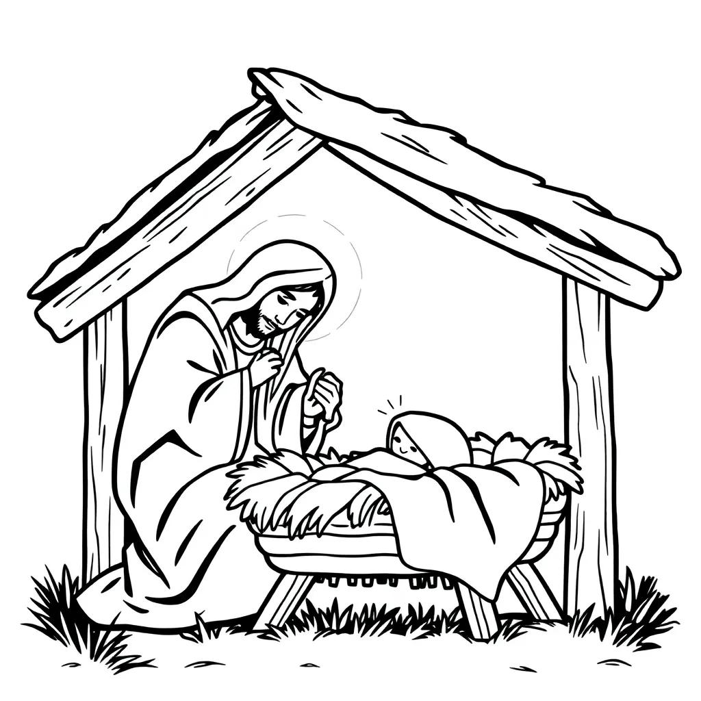 Jesus In Manger Coloring Page
