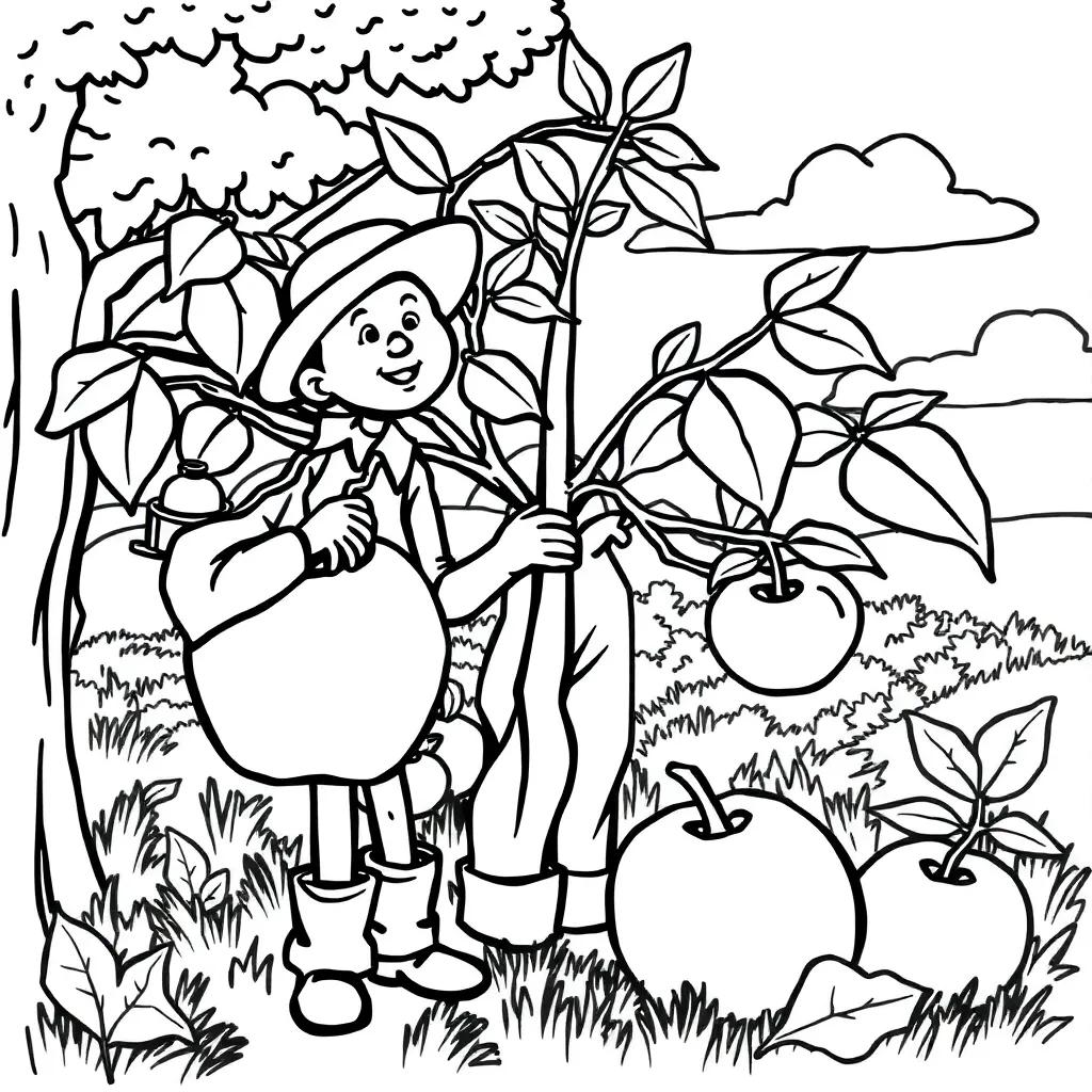 Johnny Appleseed Color Page