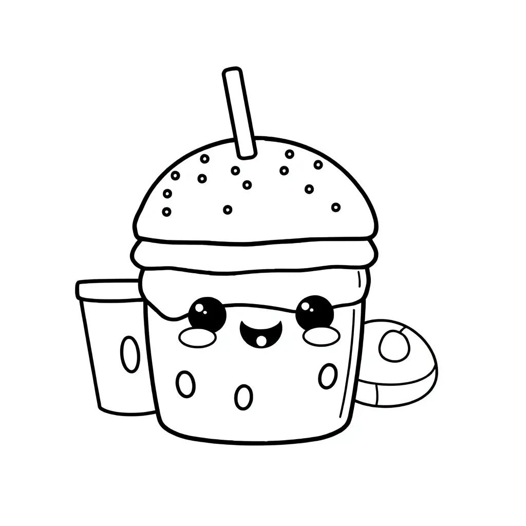 Junk Food Kawaii Food Coloring Pages