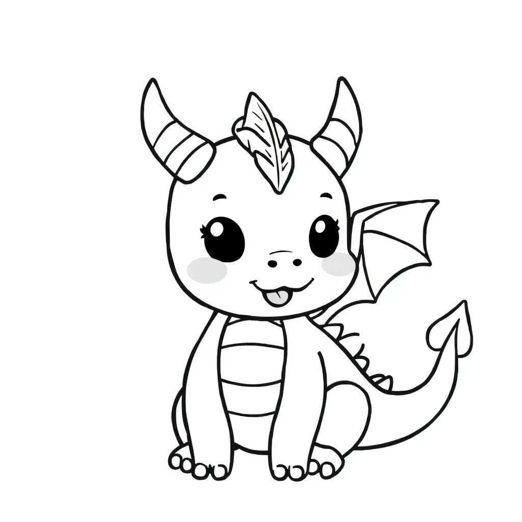 Kawaii Cute Dragon Coloring Pages