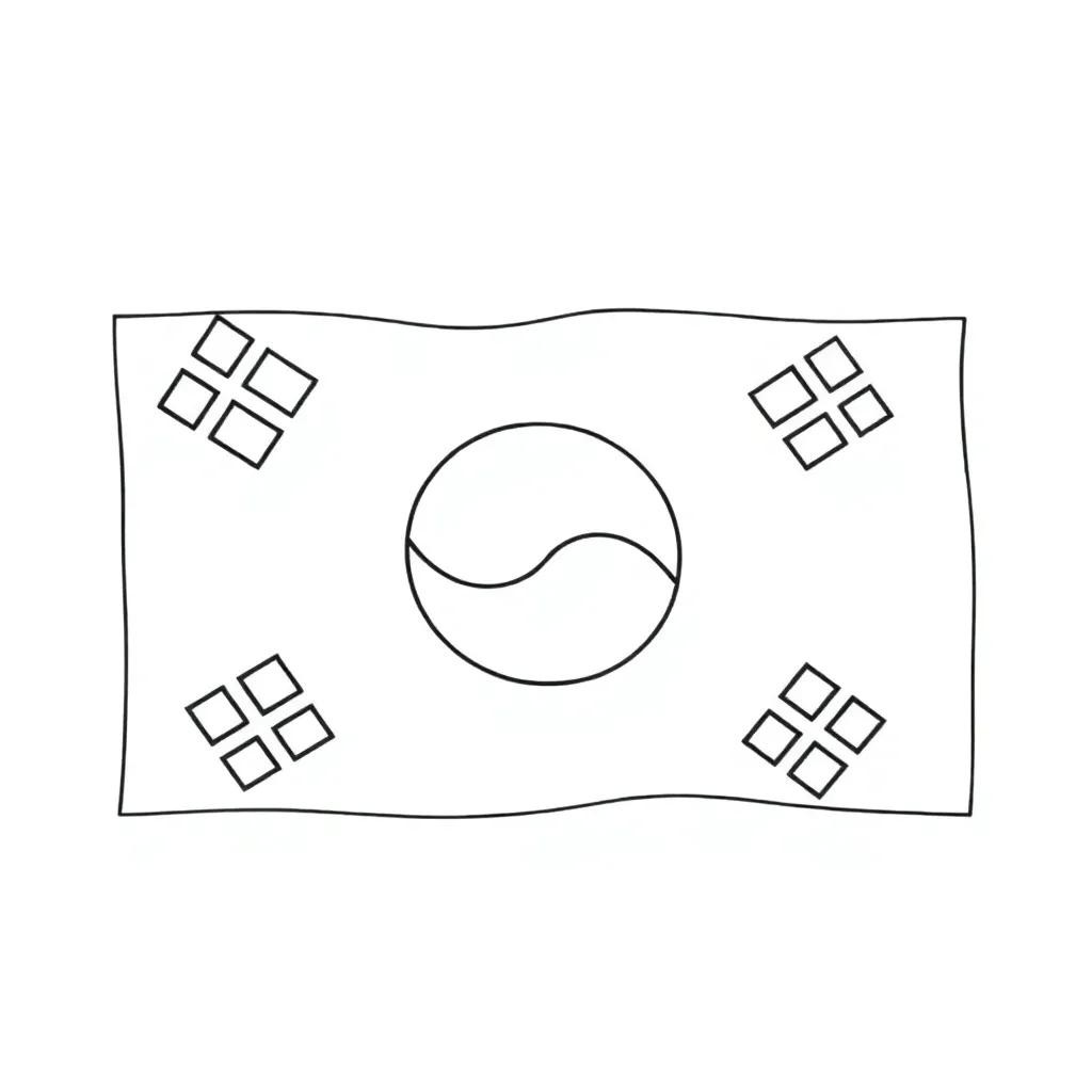 Korean Flag Coloring Page