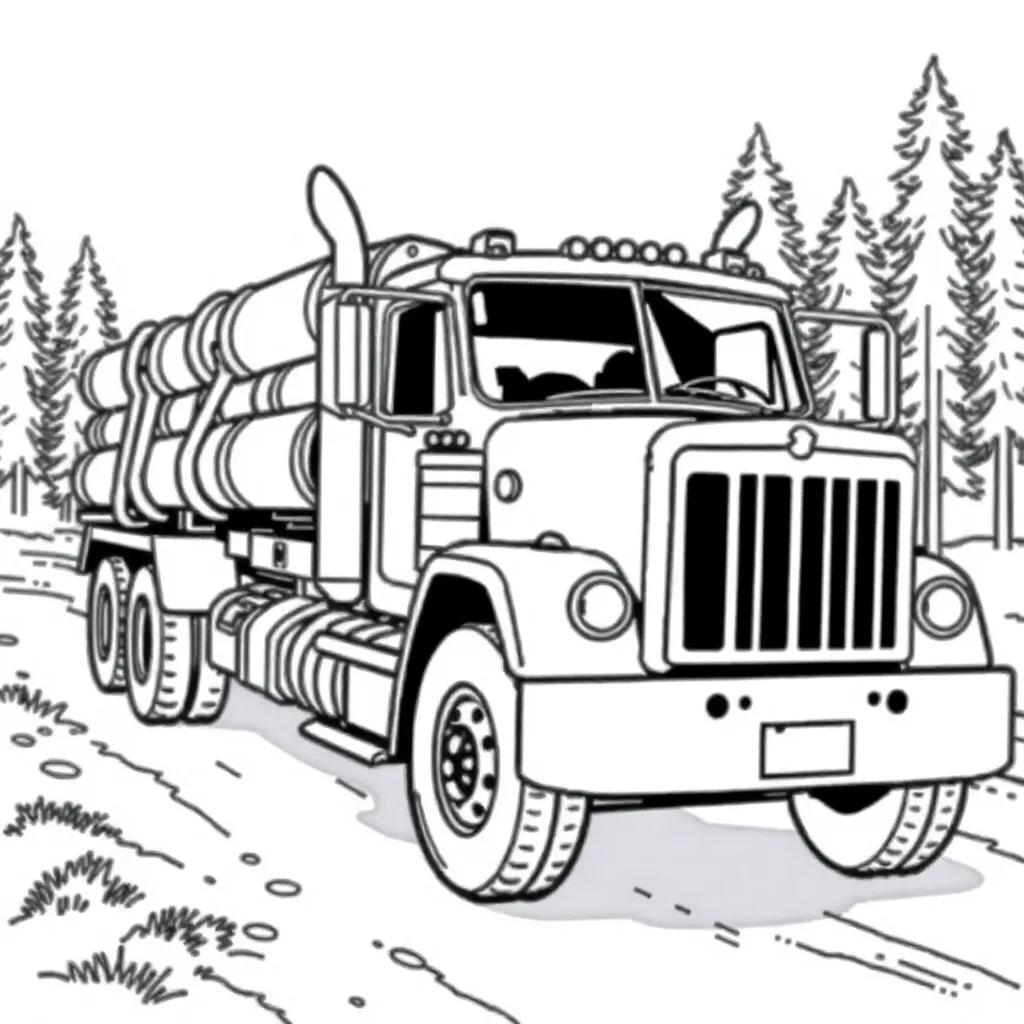 Logging Truck Coloring Page