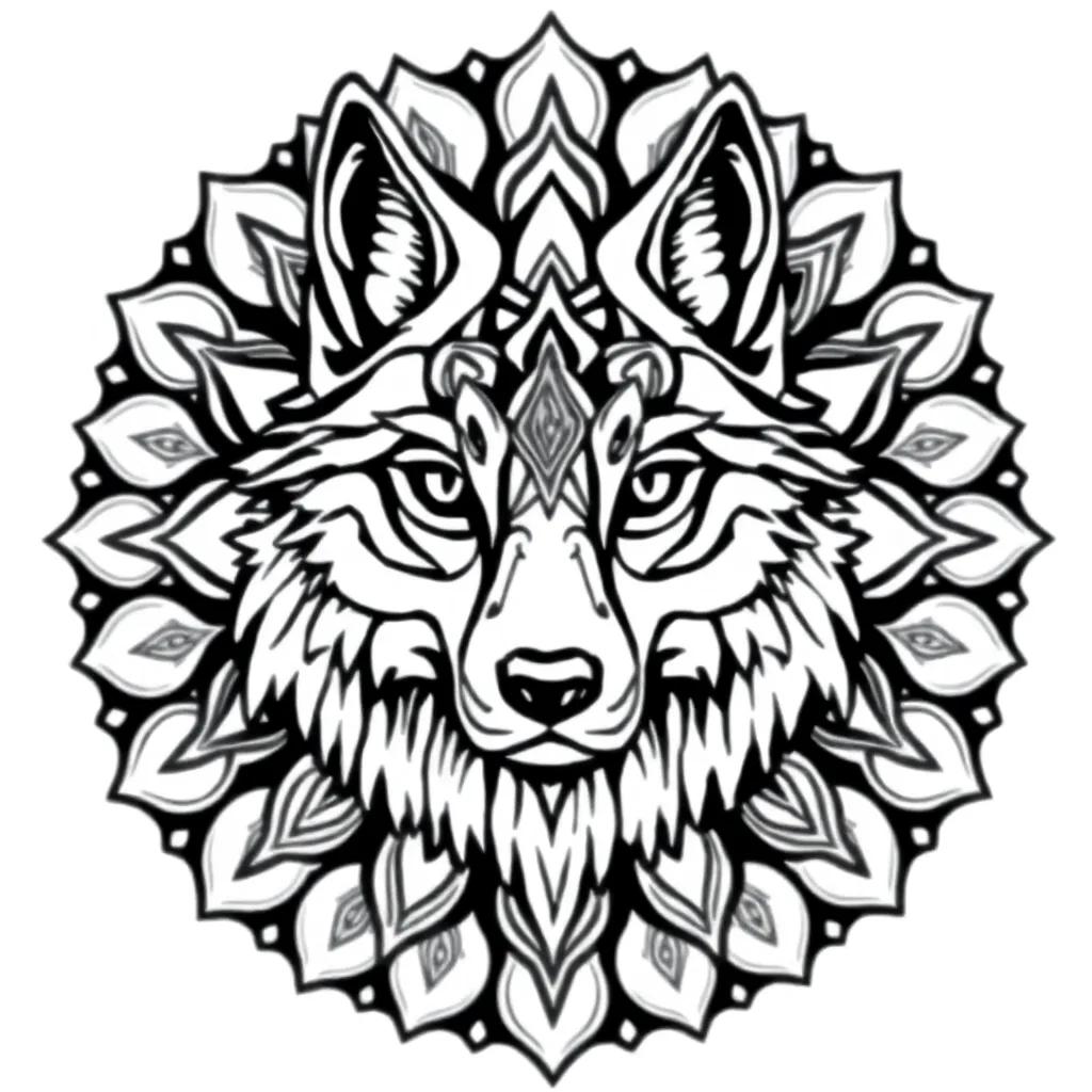 Mandala Wolf Coloring Pages