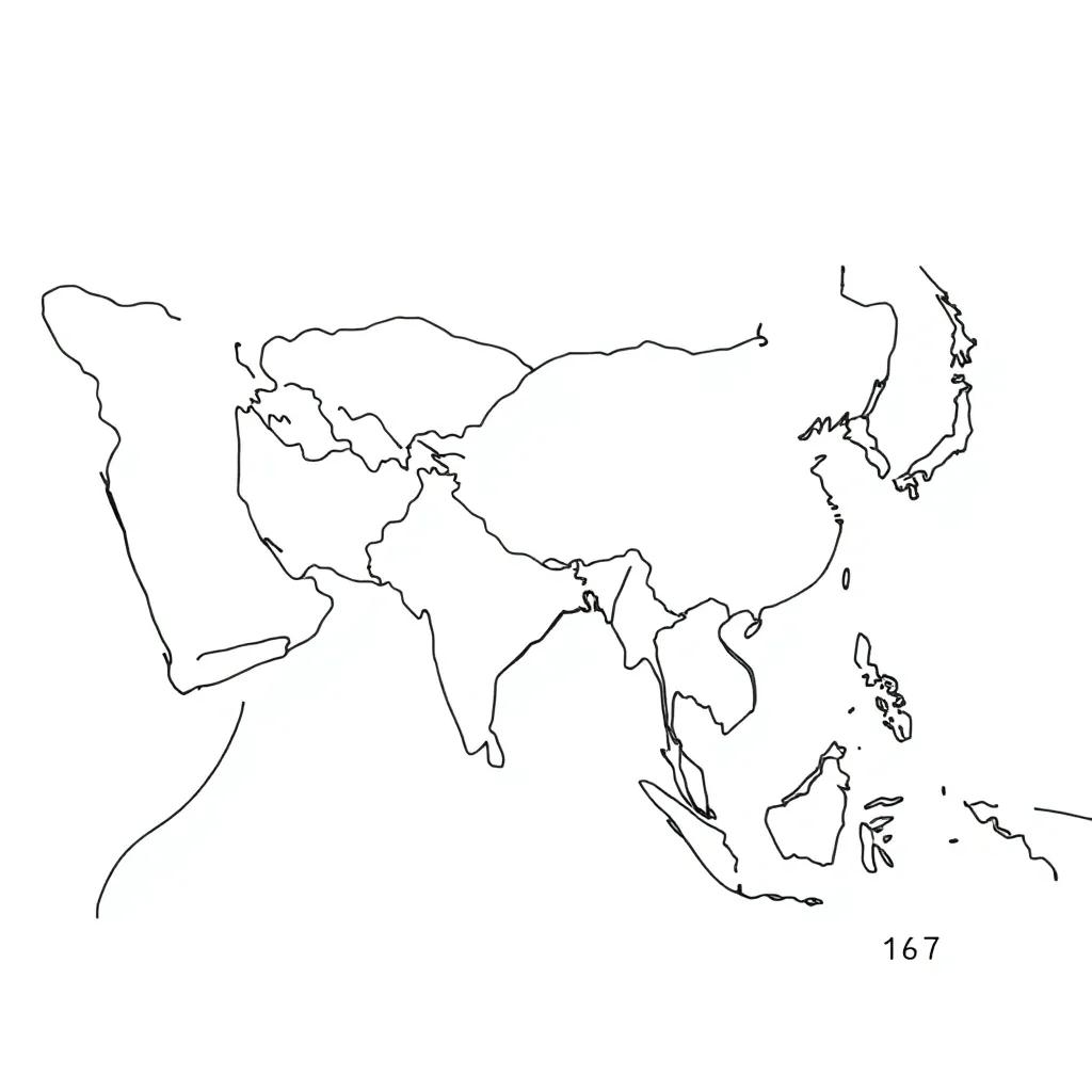 Map Of Asia Coloring Page