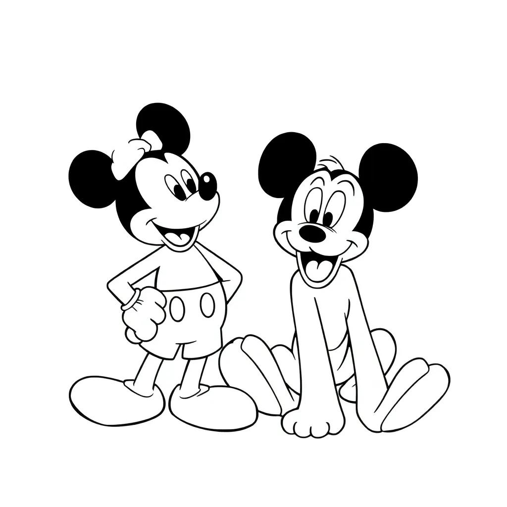 Mickey Mouse And Pluto Coloring Pages