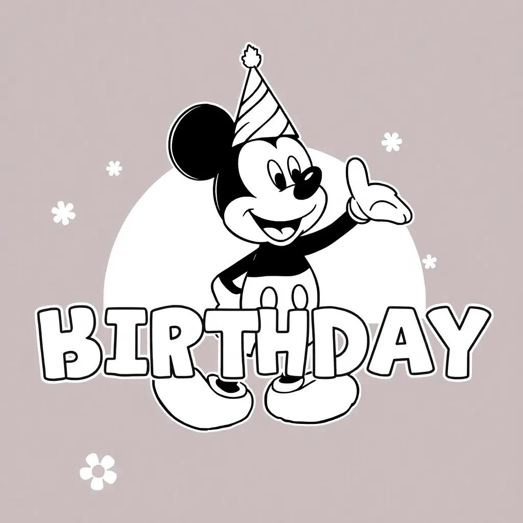 Mickey Mouse Happy Birthday Coloring Pages
