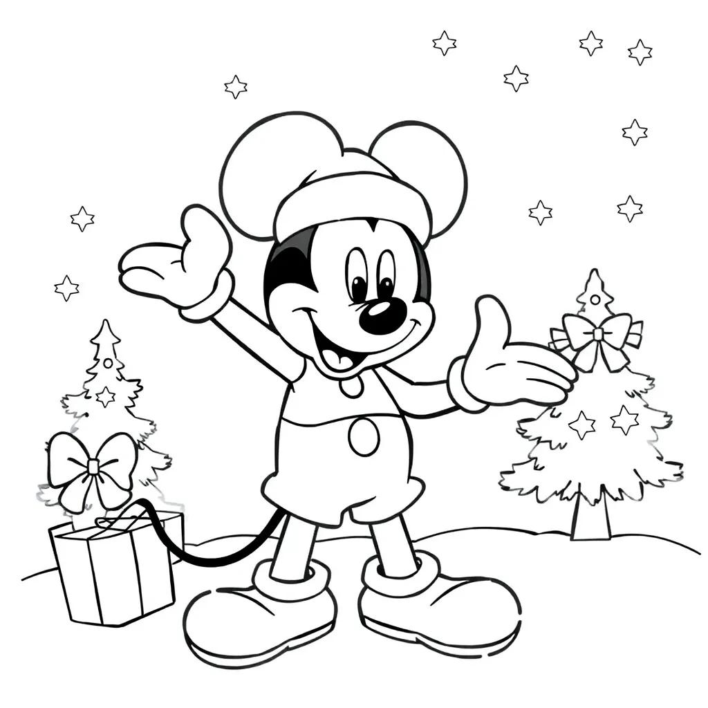 Mickey Mouse Christmas Coloring Page