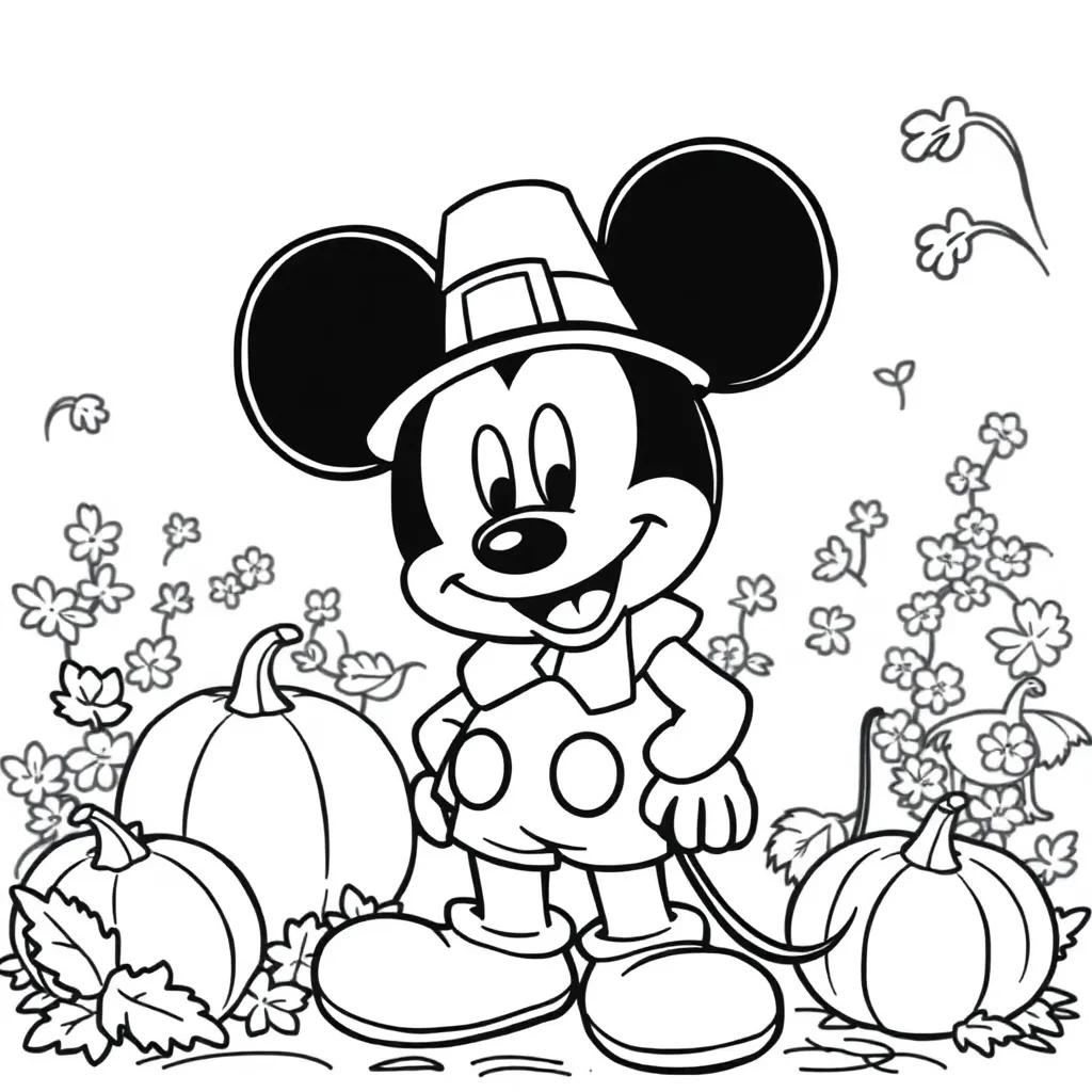 Mickey Mouse Thanksgiving Coloring Page