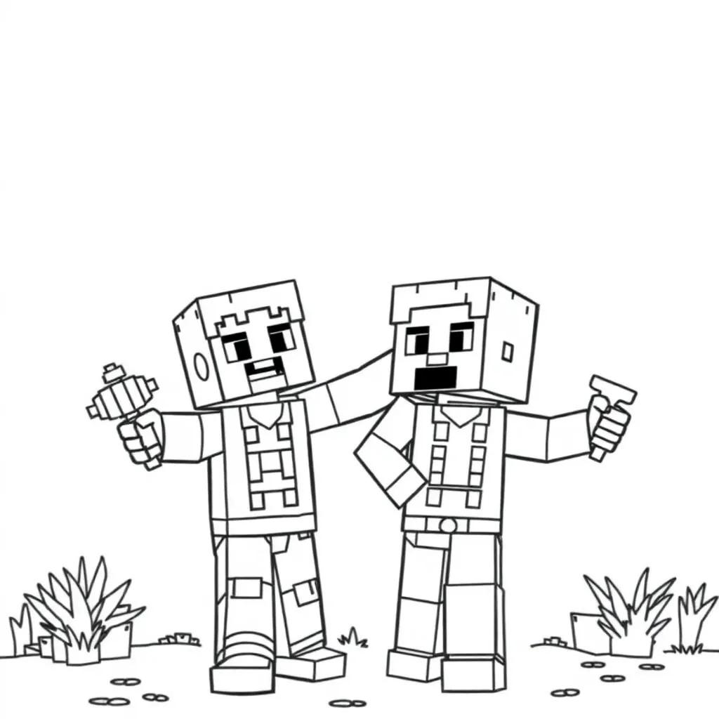 Mikey And Jj Minecraft Coloring Pages