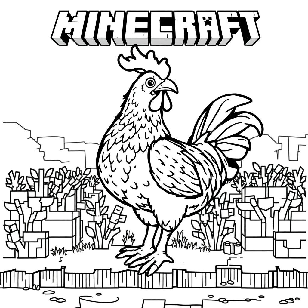 Minecraft Chicken Coloring Pages