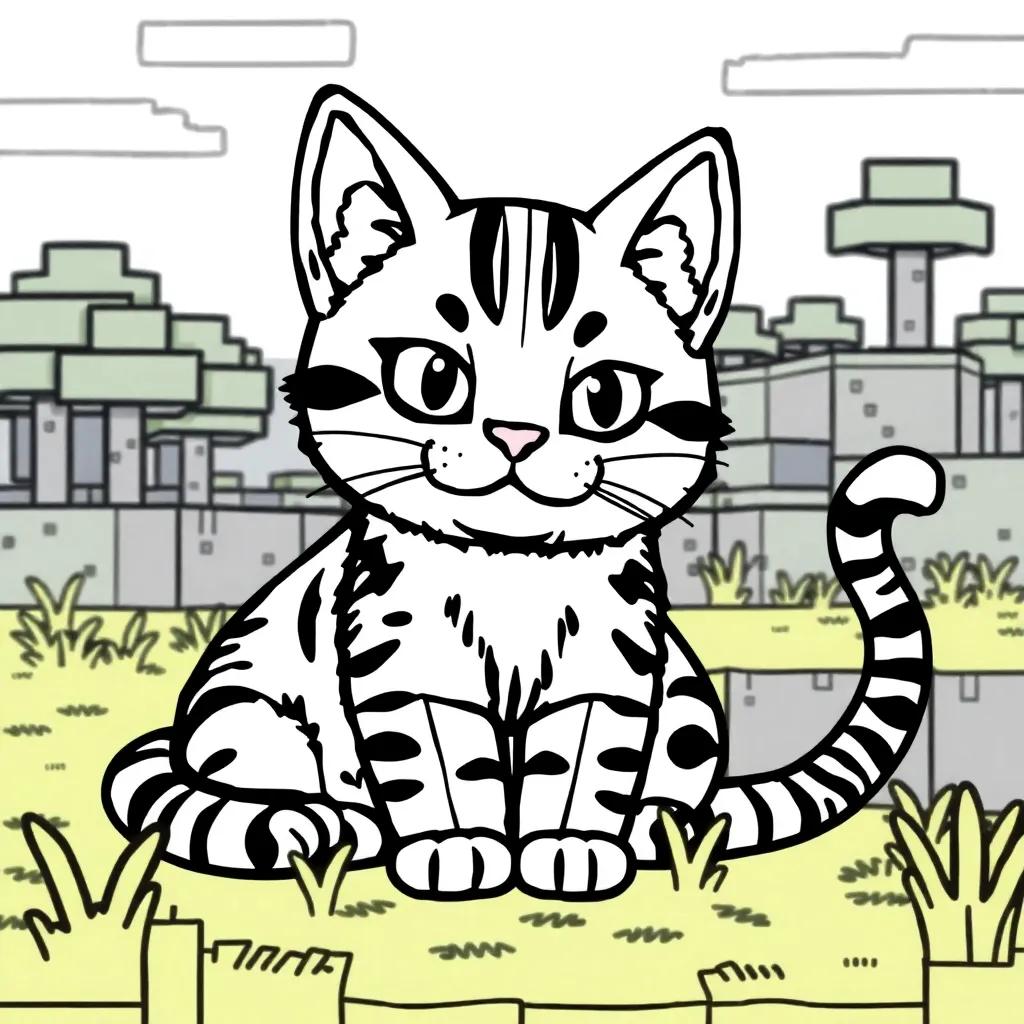 Minecraft Cat Coloring Pages