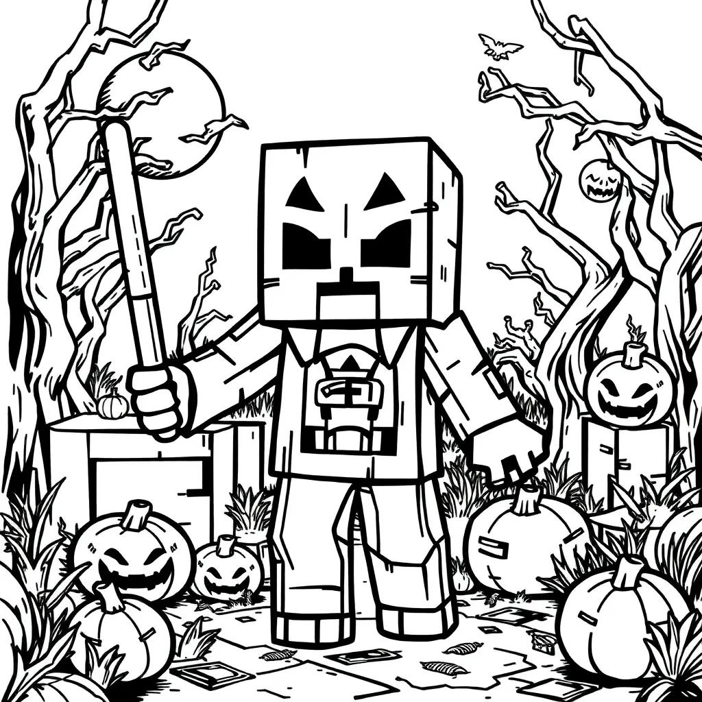 Minecraft Halloween Coloring Pages